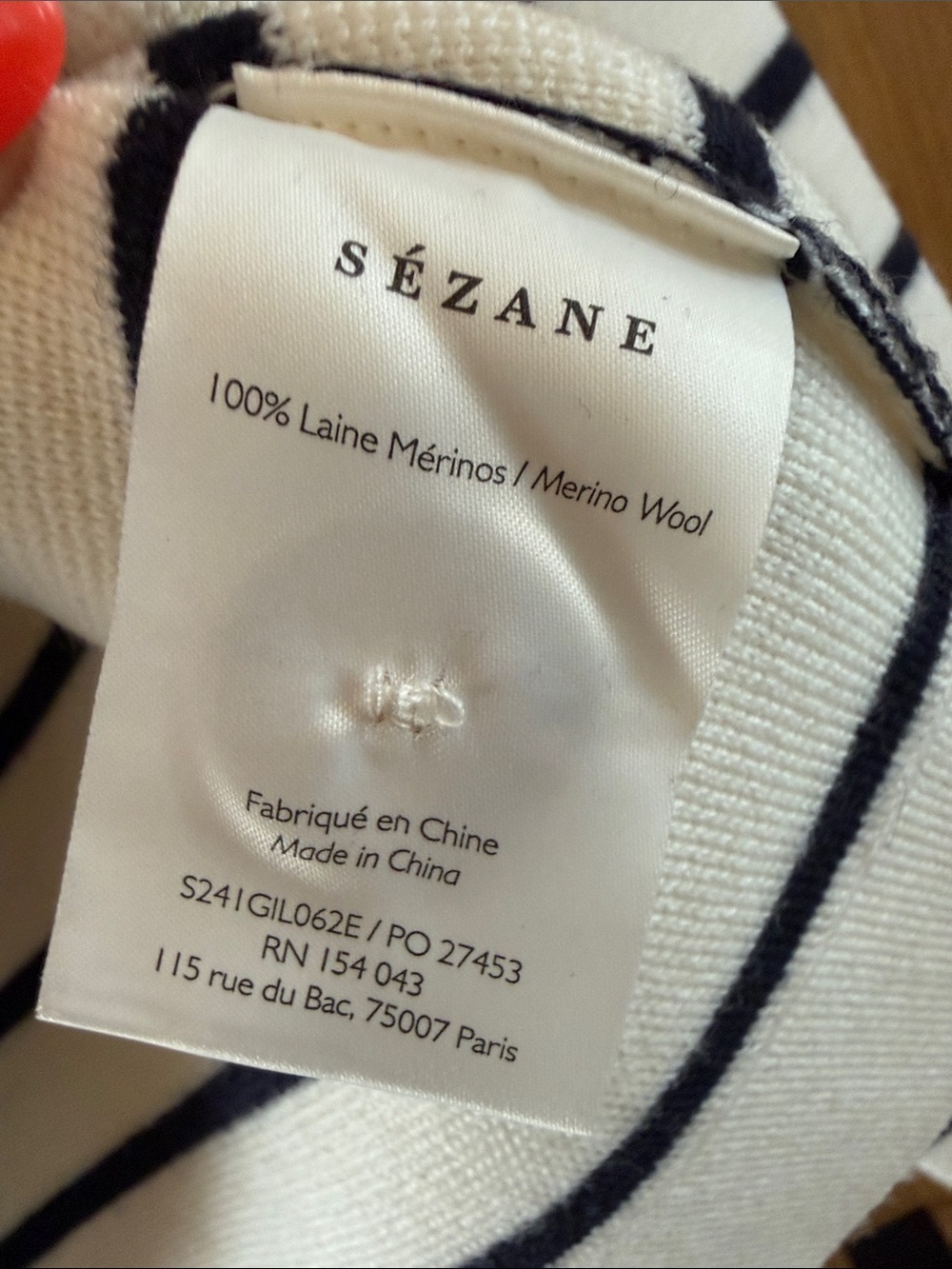 Sézane Betty Cardigan in Ecru and Navy Blue Color Womens size Small/Medium - Picture 7 of 13